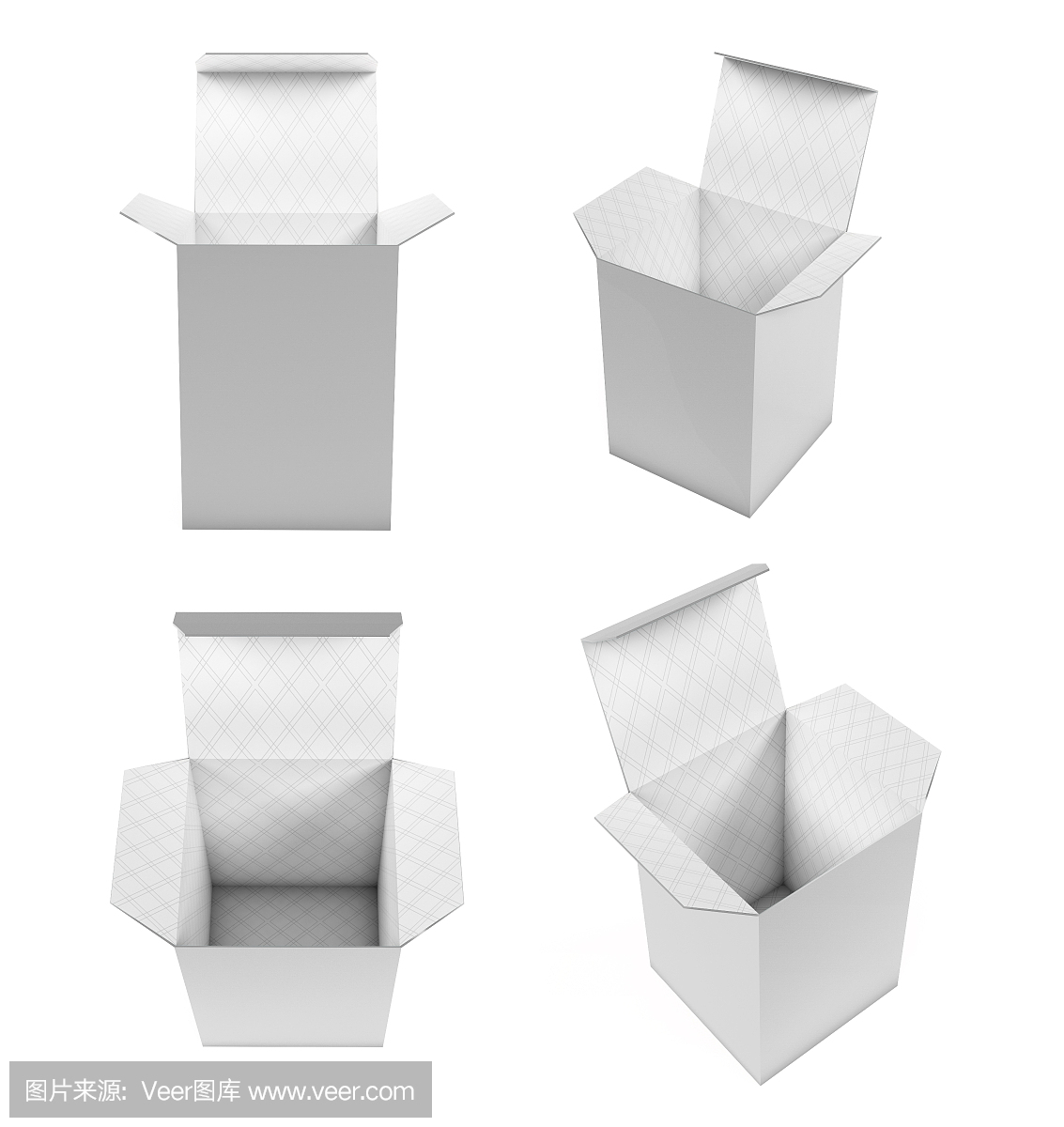 灰色的礼盒。现实的纸箱模型。孤立的3d渲染图