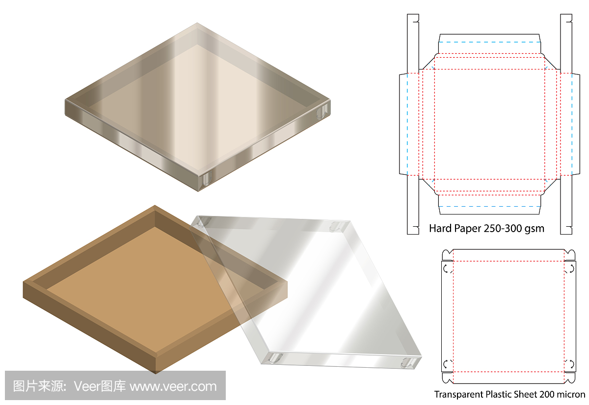包装盒模切模板设计。三维模型